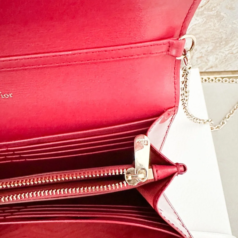 Christian Dior Patent 30 Montaigne Cherry Red Chain Crossbody Pouch Bag - Picture 9 of 10